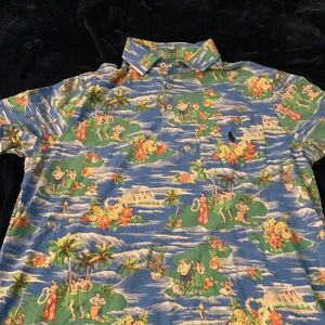 Collared Polo Ralph Lauren Blue Hawaiian Tee Shirt